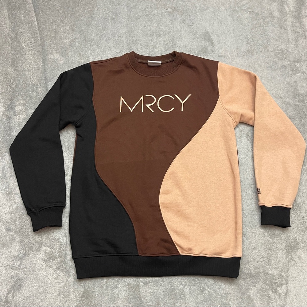 Art of Homage MRCY Sweatshirt Brown Tan Black Colorblock Crewneck Pullover Large